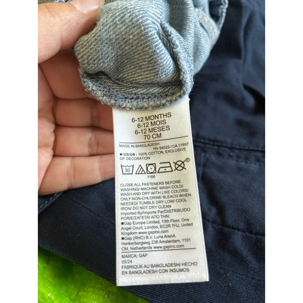 Baby Gap Denim Brannan Bear Overalls Light Wash Blue 6-12 Months NEW